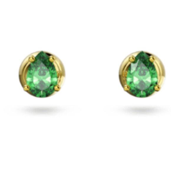 Swarovski pear cut green "Chroma" Stud Earrings - Picture 1 of 9